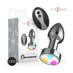 Plug Anal de Metal Talla M  INTENSE| vibrador, luz LED y mando