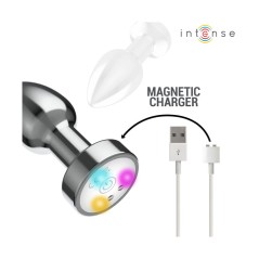 Plug Anal de Metal Talla M  INTENSE| vibrador, luz LED y mando