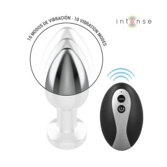 Plug Anal de Metal Talla M  INTENSE| vibrador, luz LED y mando