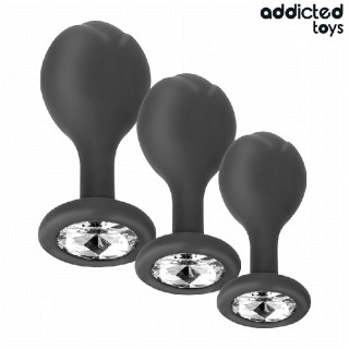 Set de 3 Plugs Anales de Silicona con Joya | Addicted Toys